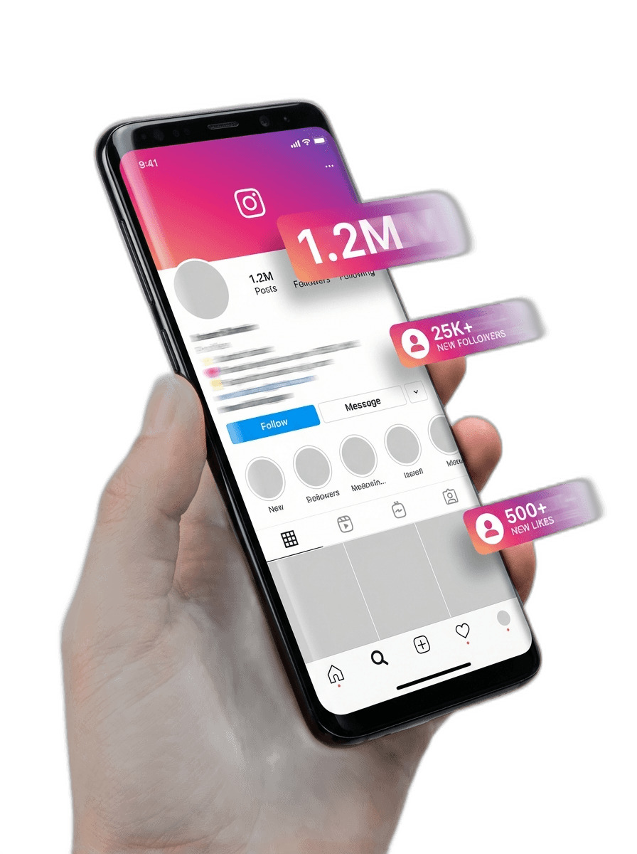 Smartphone mostrando crescimento de seguidores no Instagram