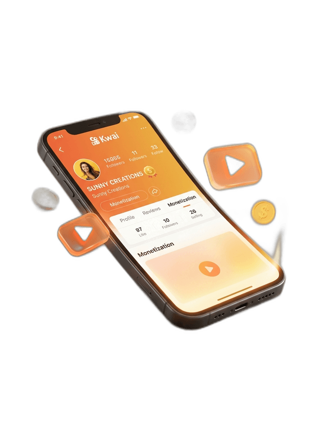Smartphone mostrando crescimento de seguidores no Kwai