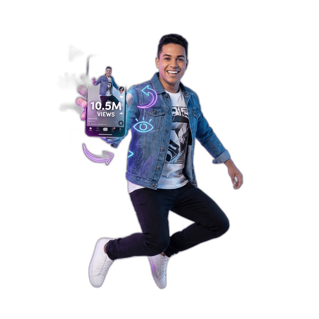 Smartphone mostrando views crescendo no TikTok